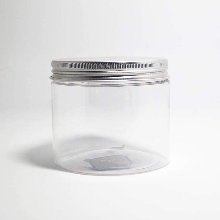 Cosmetic container 200g jars for bath salts with black aluminum lid