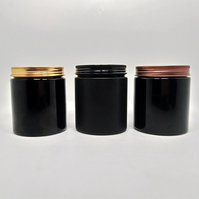 Cosmetic container 200g jars for bath salts with black aluminum lid
