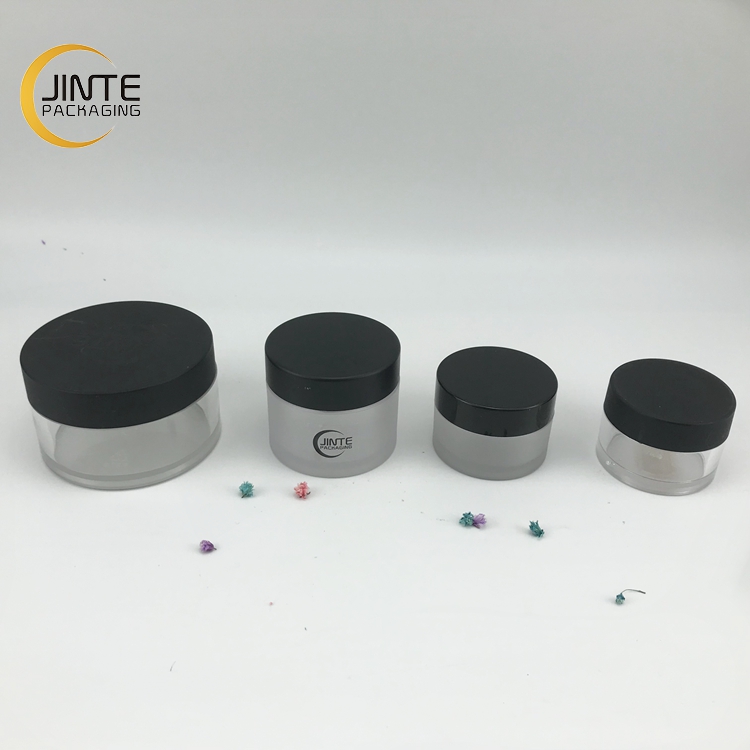 Cosmetic container PETG Plastic Froested jar with black lid Make Up Container