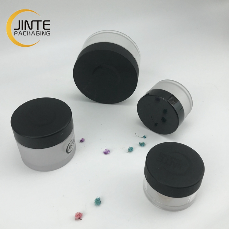 Cosmetic container PETG Plastic Froested jar with black lid Make Up Container