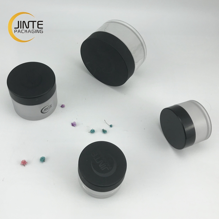 Cosmetic container PETG Plastic Froested jar with black lid Make Up Container