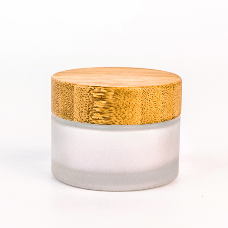 Cosmetic container bamboo jar with lids 30ml/50ml clear glass jar with bamboo lid