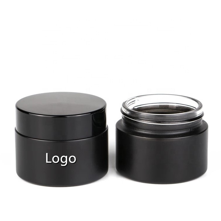 Cosmetic container cream packing 50 ml 100ml frosted black glass jar with black lid