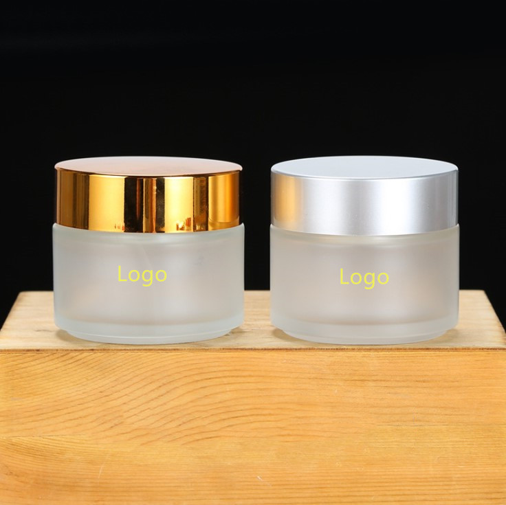 Cosmetic container cream packing 50 ml 100ml frosted black glass jar with black lid