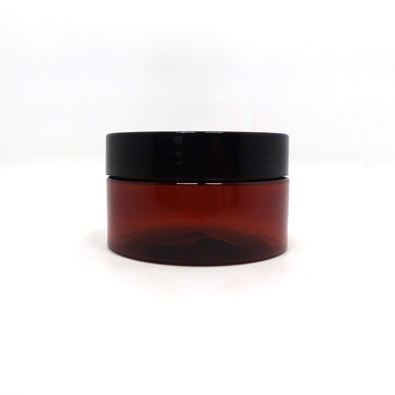 Cosmetic container frosted brown 250 gram plastic jar with gold lid