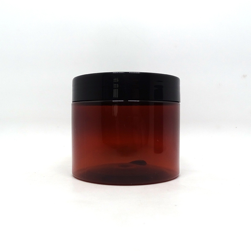 Cosmetic container frosted brown 250 gram plastic jar with gold lid