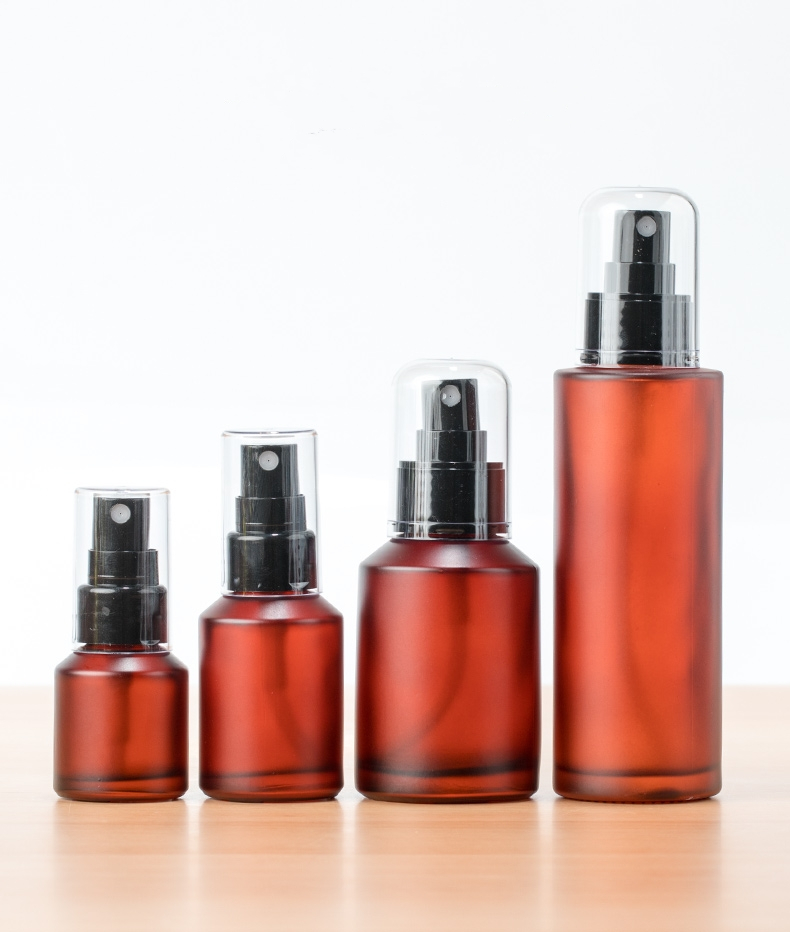 Cosmetic container glass Rose gold lotion bottle with pump dispenser dropper