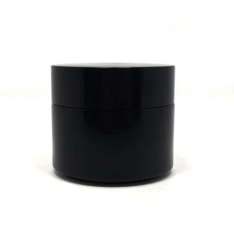 Cosmetic container pot packaging 100ml cream black glass jar with lid