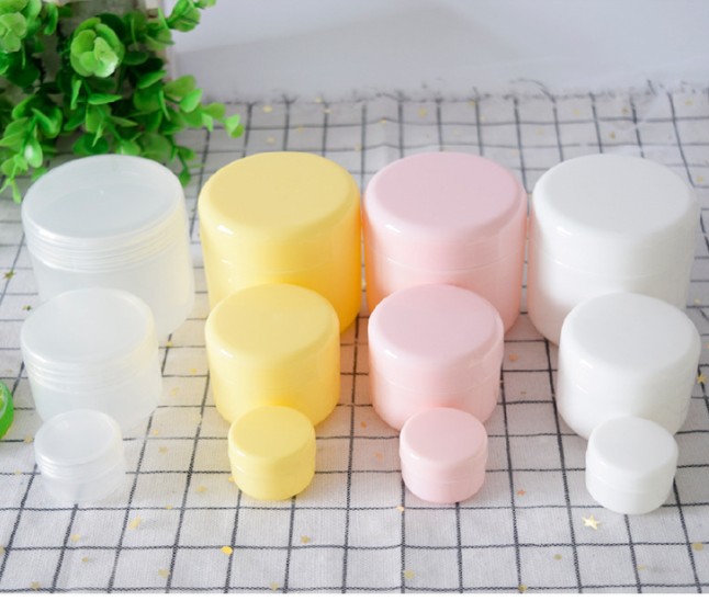 Cosmetic containers 10g 20gam 50ml 100g 250g empty plastic PP pink green yellow cheap jar cosmetic