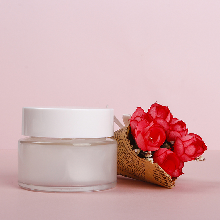Cosmetic containers 50 g Clear face cream glass jar with white lid