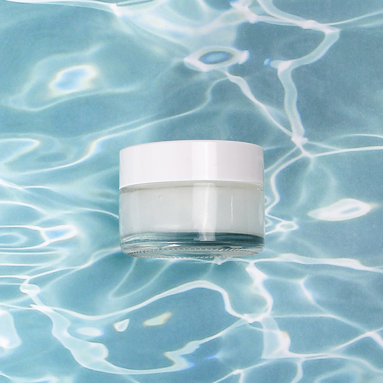 Cosmetic containers 50 g Clear face cream glass jar with white lid