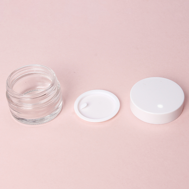 Cosmetic containers 50 g Clear face cream glass jar with white lid