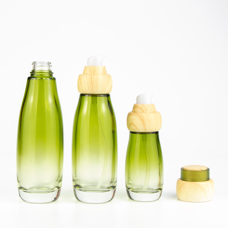 Cosmetic containers and packaging bamboo skin care packaging cream jars 100 ml glass lotion bottle