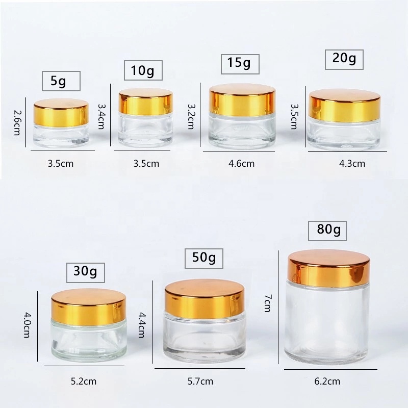 Cosmetic containers glass jar for face cream refillable cosmetic packaging jars with lid