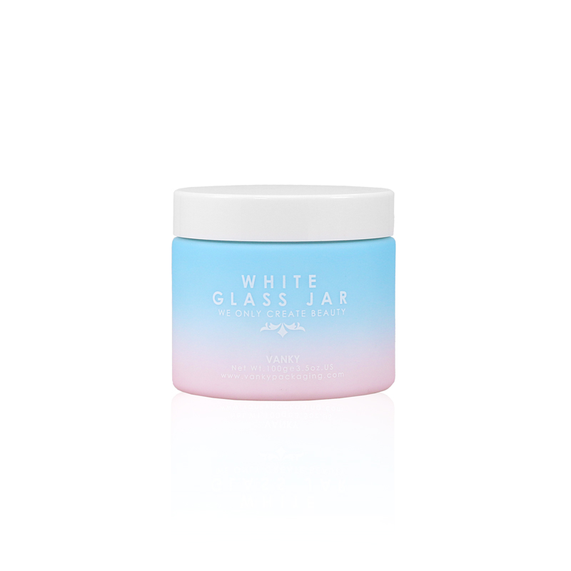 Cosmetic cream Package Blue Pink Glass Jar for face cream white glass jar