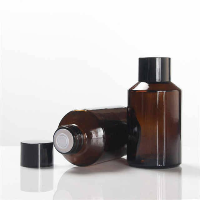 Cosmetic cream bottle jar set 15g 30g 50g 15ml 30ml 60ml 120ml Amber Oblique Shoulder Lotion glass Bottles