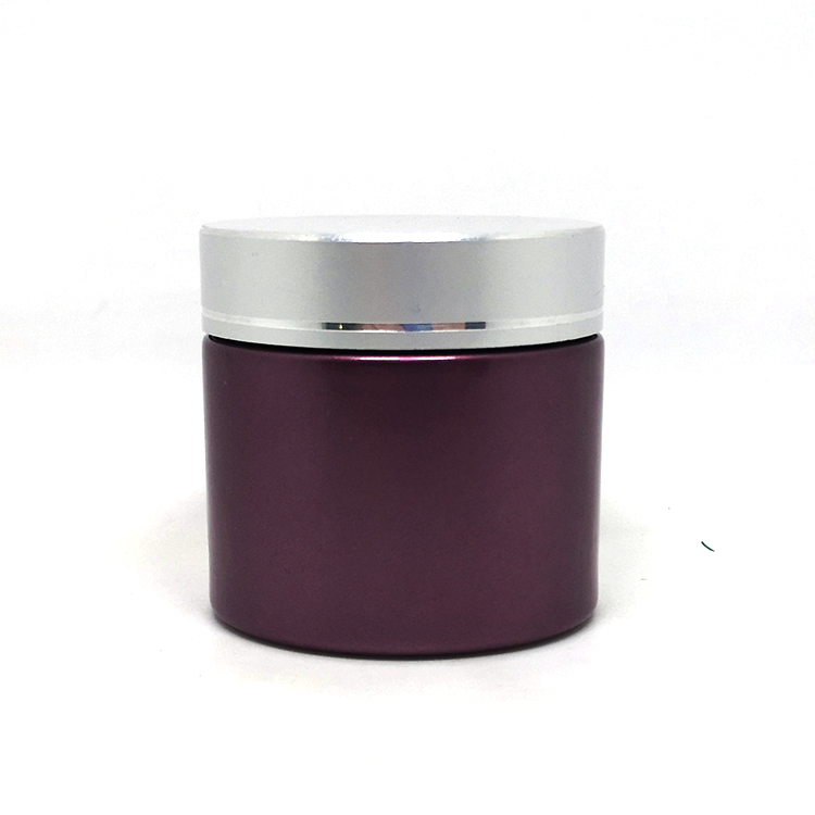 Cosmetic cream container 2 OZ purple makeup day cream 60ml Glass Straight Sided Jars with White Foam Line Lids