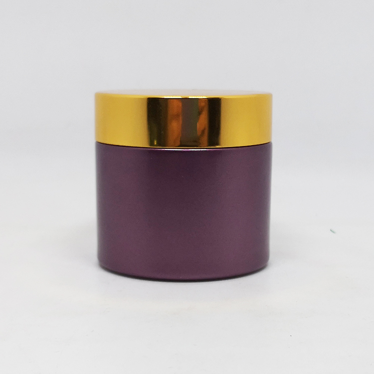 Cosmetic cream container 2 OZ purple makeup day cream 60ml Glass Straight Sided Jars with White Foam Line Lids