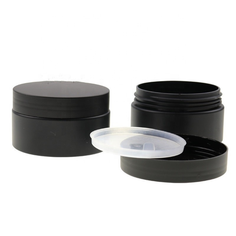 Cosmetic cream container matte black light black 30ml 60ml 120ml 250ml 500ml PET plastic jars with lid