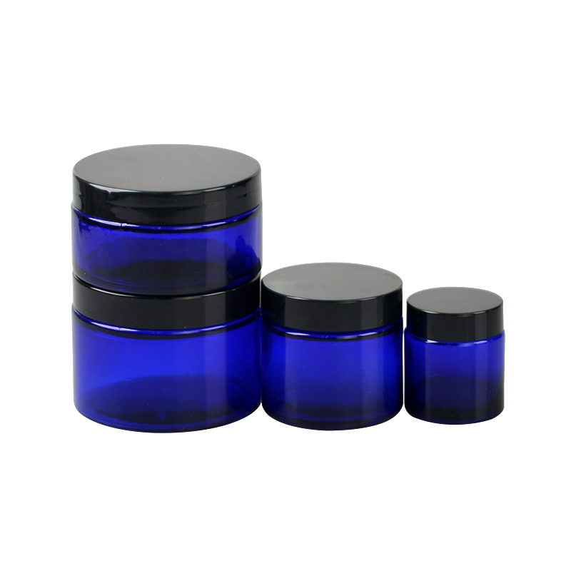 Cosmetic cream glass jar 15g 30g 50g 100g 200g blue glass material jar with plastic lid