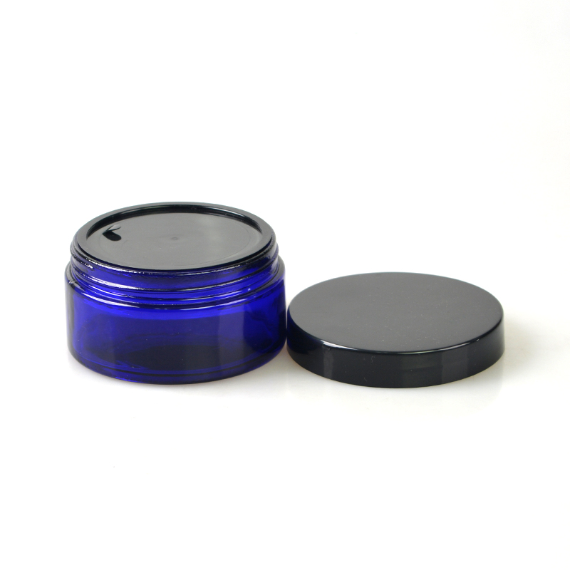 Cosmetic cream glass jar 15g 30g 50g 100g 200g blue glass material jar with plastic lid