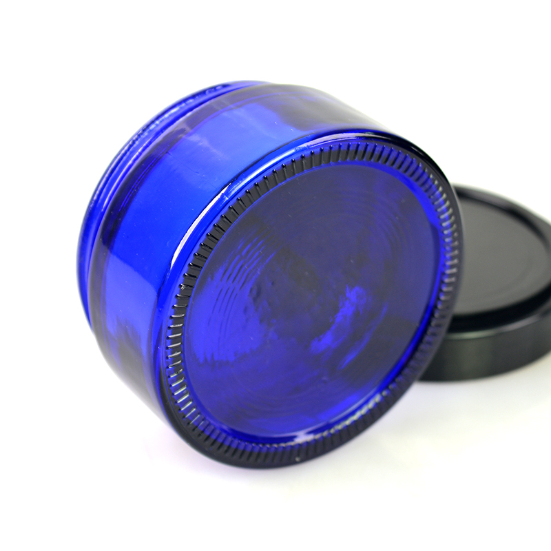 Cosmetic cream glass jar 15g 30g 50g 100g 200g blue glass material jar with plastic lid