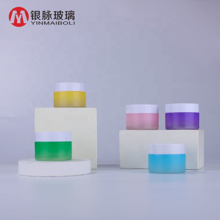 Cosmetic cream jar 30g clear custom spraying colorful container glass bottle jar for personal skin care