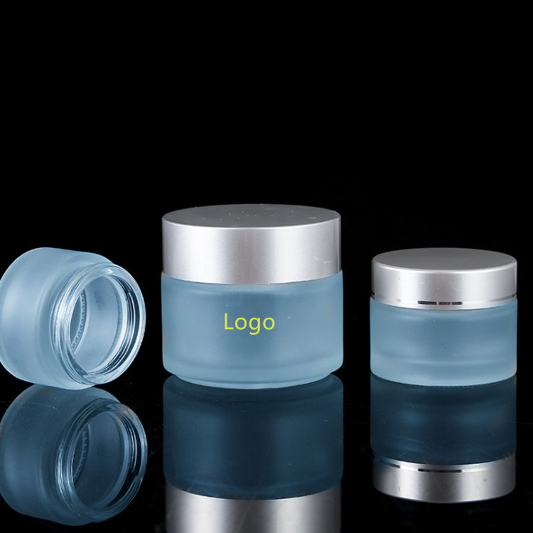 Cosmetic cream jar container frosted glass jar with gold lid