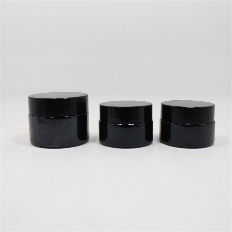 Cosmetic cream jar series round black glass cream jar with black lid products with factory price frasco de vidrio