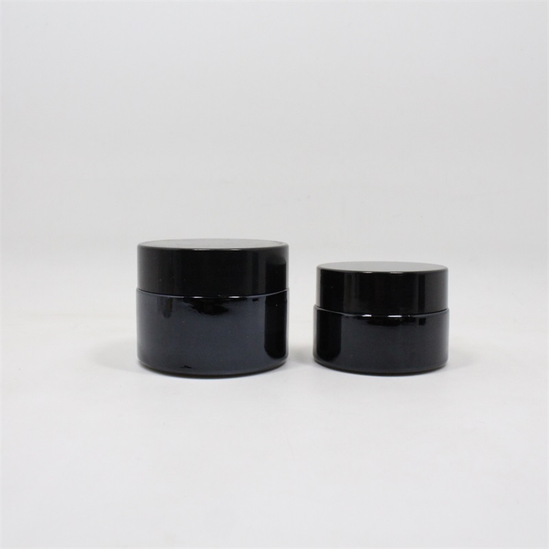 Cosmetic cream jar series round black glass cream jar with black lid products with factory price frasco de vidrio