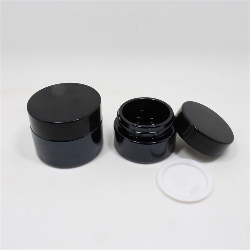 Cosmetic cream jar series round black glass cream jar with black lid products with factory price frasco de vidrio