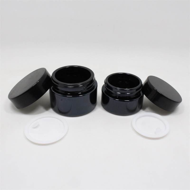 Cosmetic cream jar series round black glass cream jar with black lid products with factory price frasco de vidrio