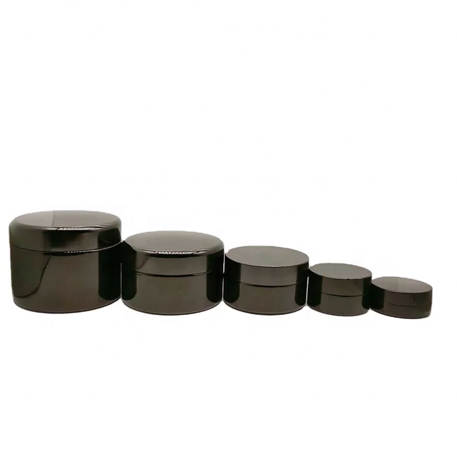 Cosmetic cream jar series round black glass cream jar with black lid products