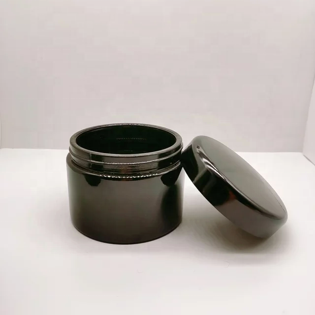 Cosmetic cream jar series round black glass cream jar with black lid products