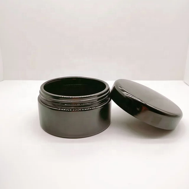 Cosmetic cream jar series round black glass cream jar with black lid products