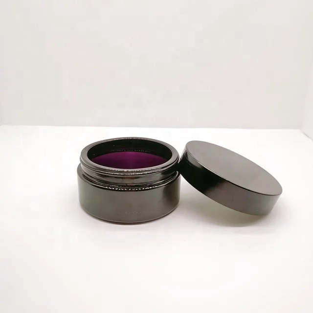 Cosmetic cream jar series round black glass cream jar with black lid products