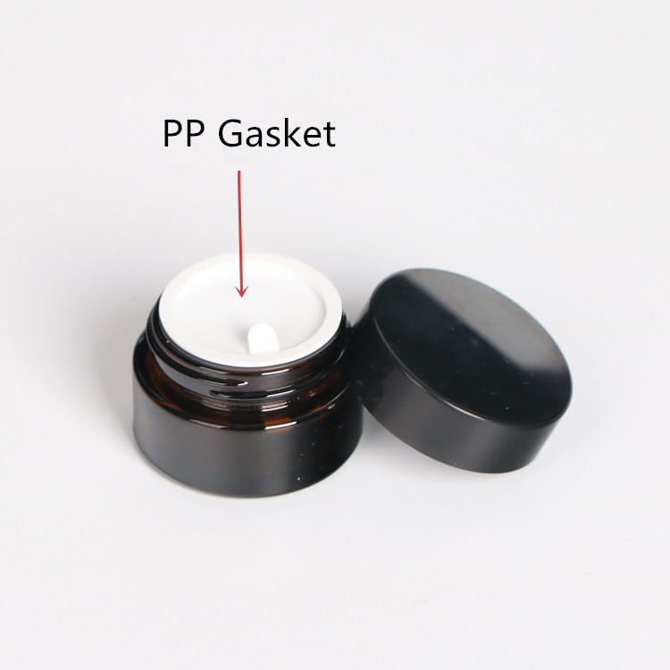 Cosmetic cream jars 5g 10g 15g 20g 30g 50g 100g 1oz 2oz amber glass jar with gold silver black cap