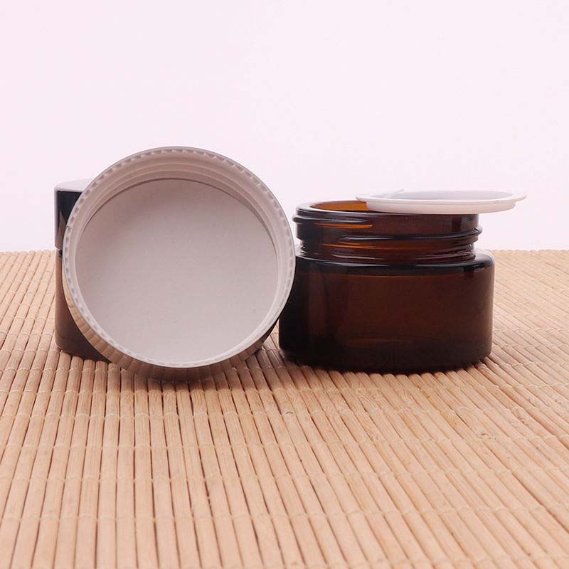 Cosmetic cream jars 5g 10g 15g 20g 30g 50g 100g 1oz 2oz amber glass jar with gold silver black cap