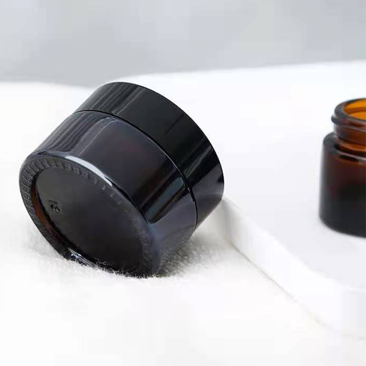 Cosmetic cream jars 5g 10g 15g 20g 30g 50g 100g 1oz 2oz amber glass jar with gold silver black cap