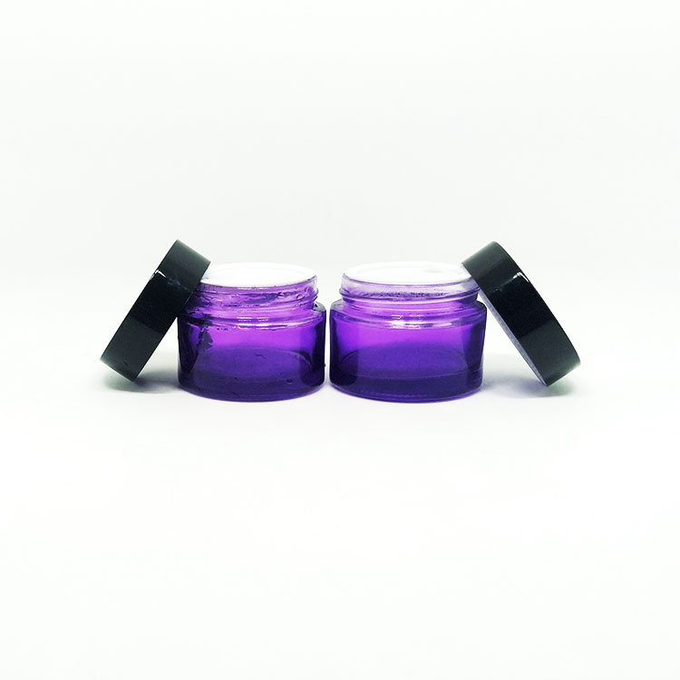 Cosmetic cream jars 5g 10g 15g 20g 30g 50g 60g 100g 1oz 2oz clear green purple blue amber glass jar with gold silver black cap