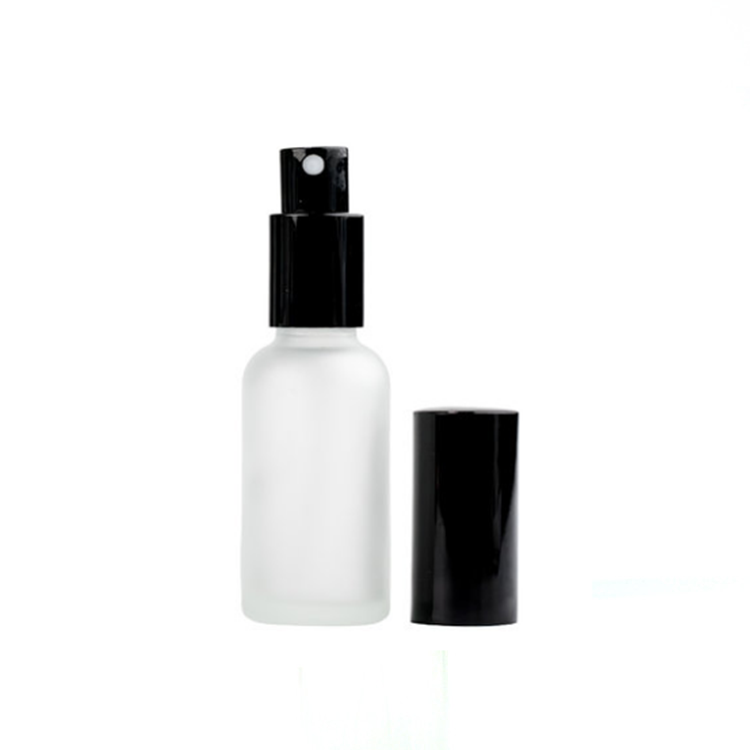Cosmetic cream serum bottle 5ml 10ml 15ml 20ml 30ml 50ml 100ml frosted glass perfume bottle with black aluminum cap