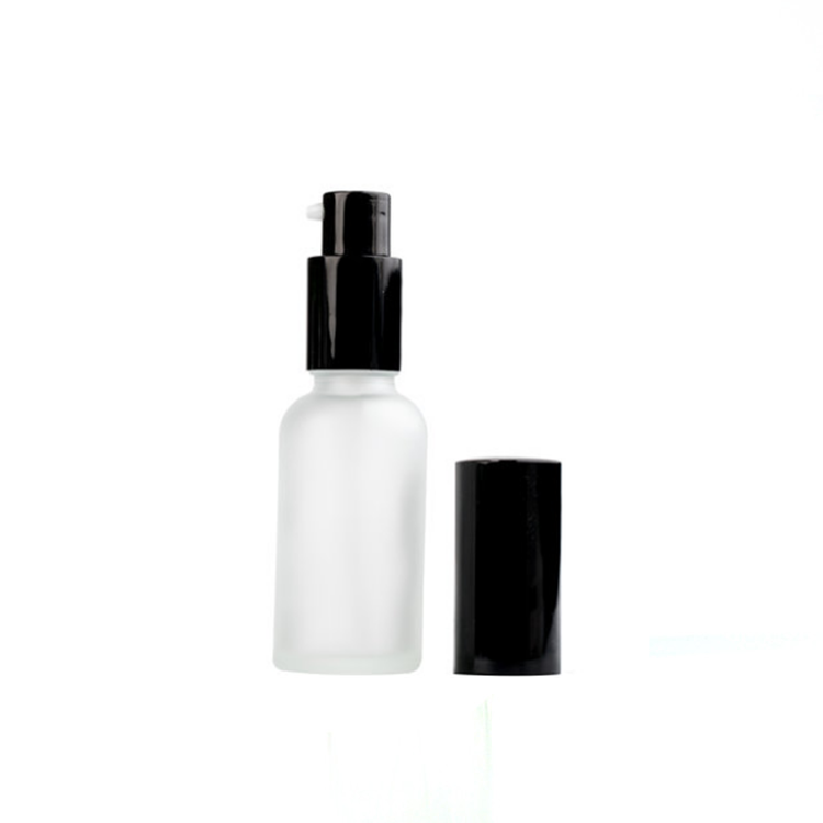 Cosmetic cream serum bottle 5ml 10ml 15ml 20ml 30ml 50ml 100ml frosted glass perfume bottle with black aluminum cap