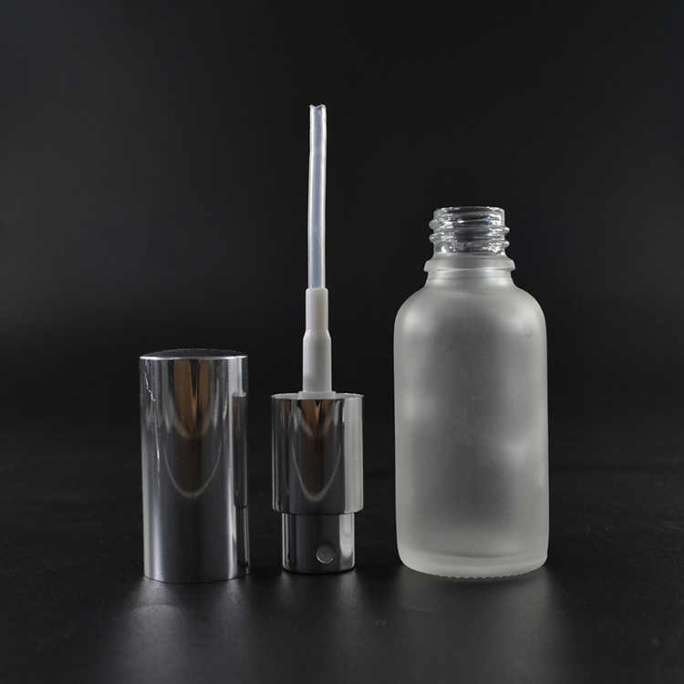 Cosmetic cream serum bottle 5ml 10ml 15ml 20ml 30ml 50ml 100ml frosted glass perfume bottle with black aluminum cap