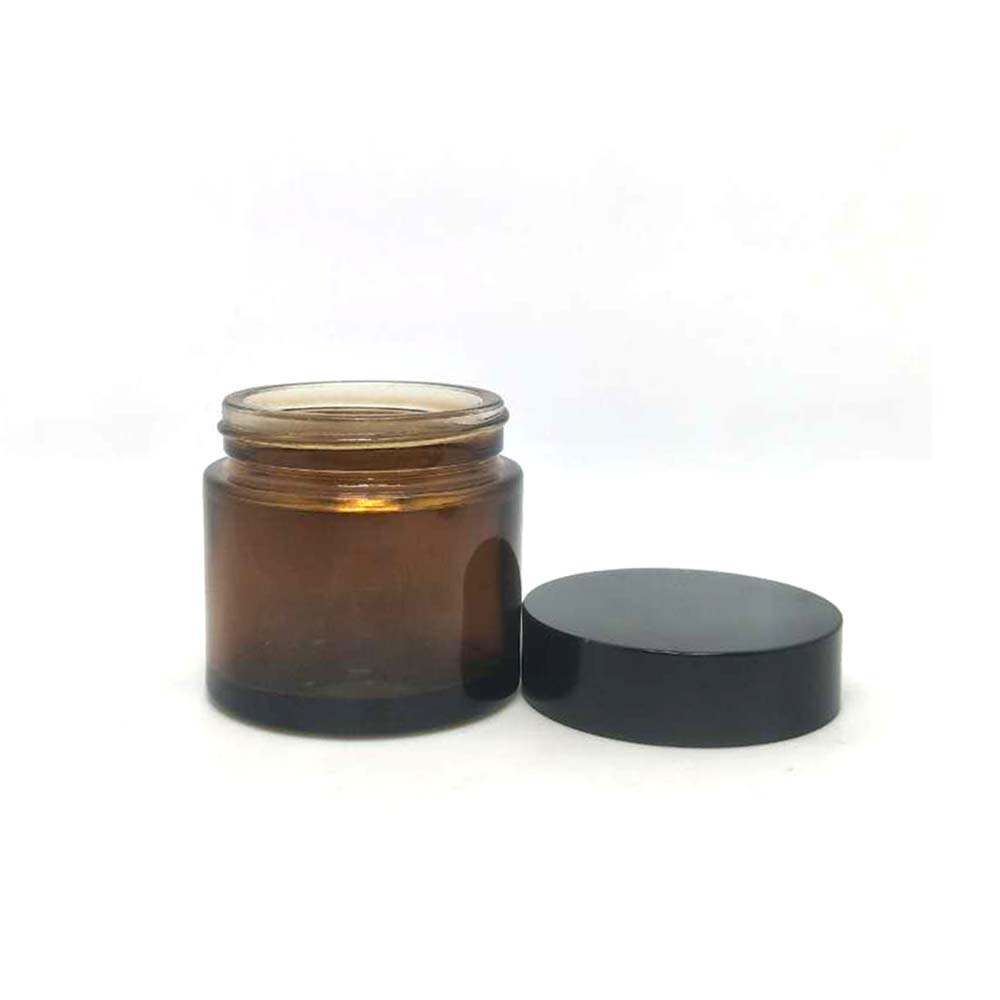 Cosmetic creams packaging amber glass jar containers for hair products with aluminum metal lid 30g 60g 100g