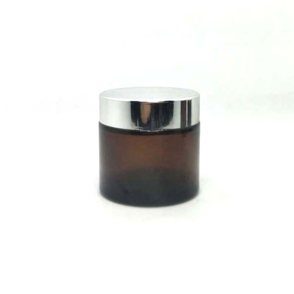 Cosmetic creams packaging amber glass jar containers for hair products with aluminum metal lid 30g 60g 100g