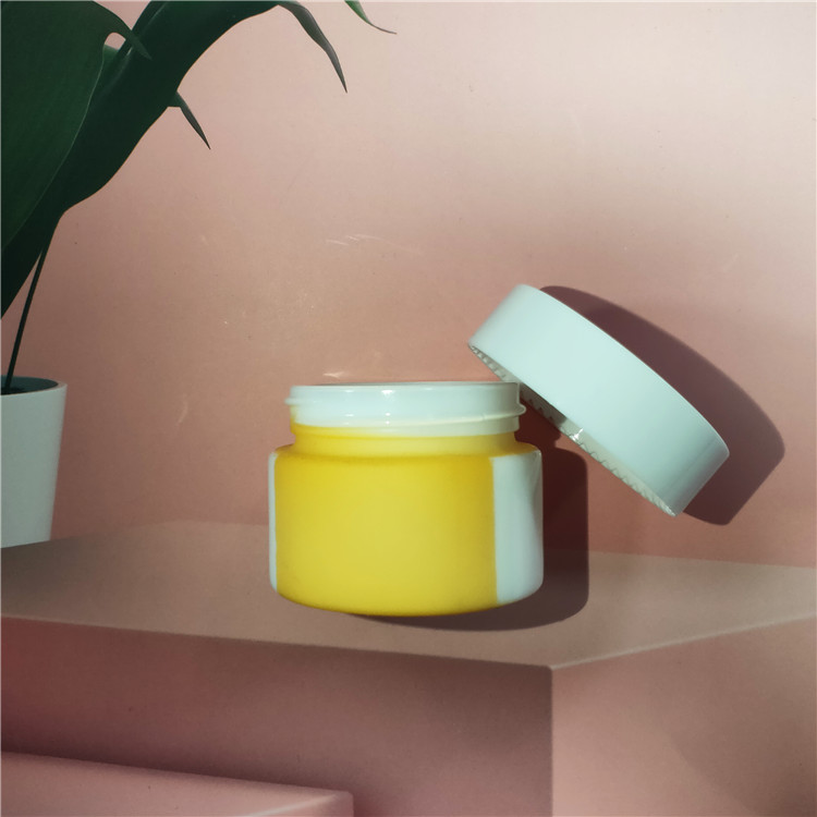 Cosmetic creams packaging pink opal glass jar purple luxury cosmetic containers yellow red green opal glass jar