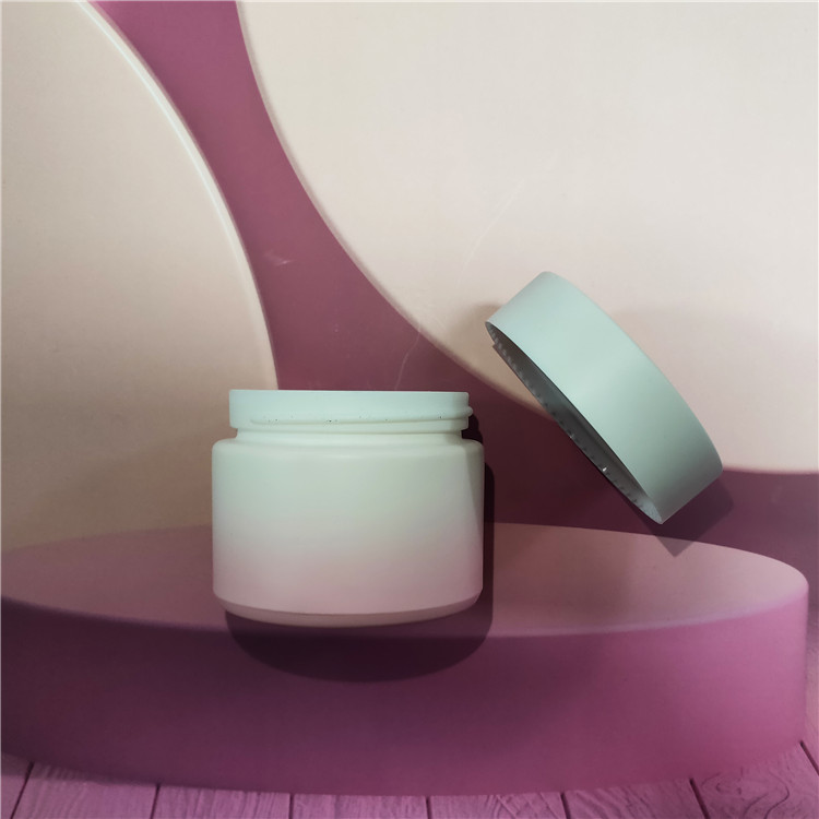 Cosmetic creams packaging pink opal glass jar purple luxury cosmetic containers yellow red green opal glass jar