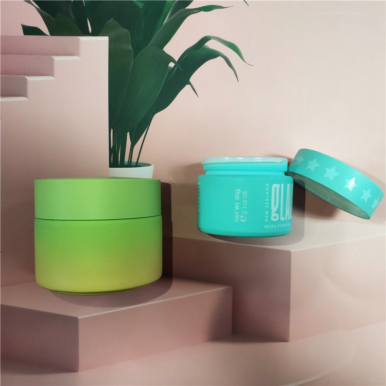 Cosmetic creams packaging pink opal glass jar purple luxury cosmetic containers yellow red green opal glass jar