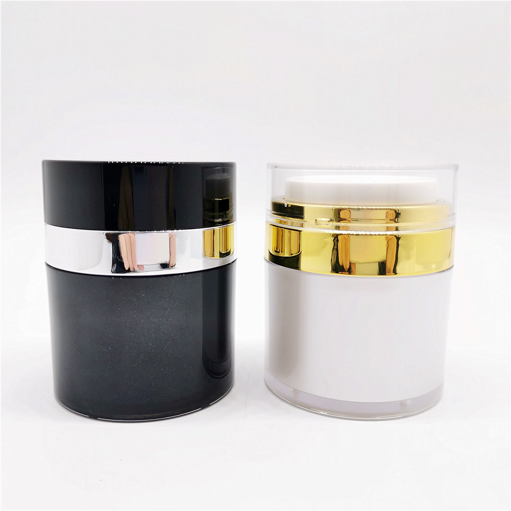 Cosmetic custom black empty luxury acrylic airless jar 50ml