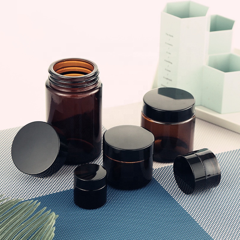 Cosmetic empty cream packaging amber cosmetic jar wholesale jars cosmetic container